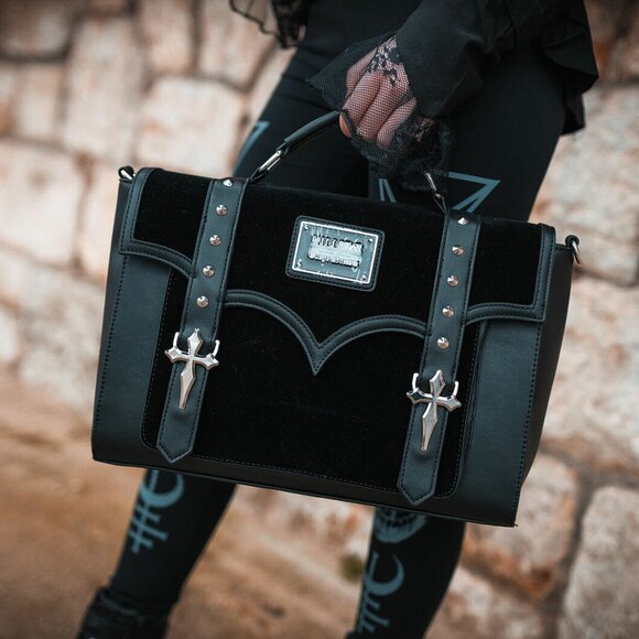 KILLSTAR Drake faux leather studded messenger bag RARE HTF - Picture 2 of 9